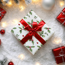 Christmas Holly und Mistletoe Geschenkpapier