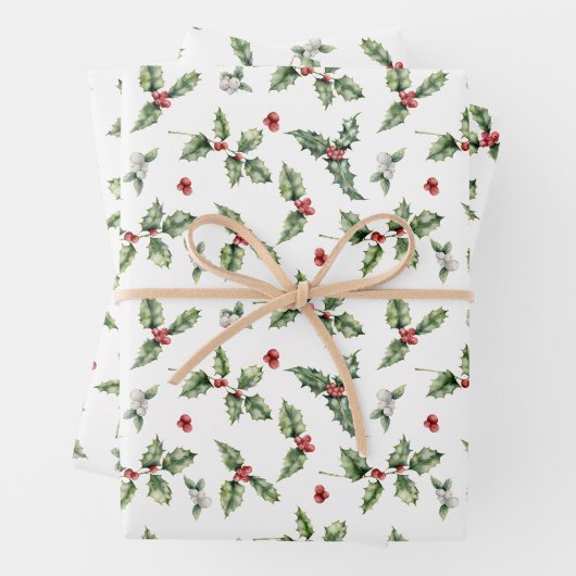Christmas Holly und Mistletoe Geschenkpapier Set (Beispiel)
