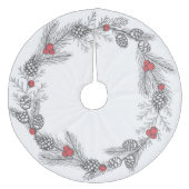 Christmas Holly und Pine Cones Fleece Weihnachtsbaumdecke (Vorderseite)