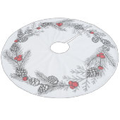 Christmas Holly und Pine Cones Fleece Weihnachtsbaumdecke (Schrägansicht)