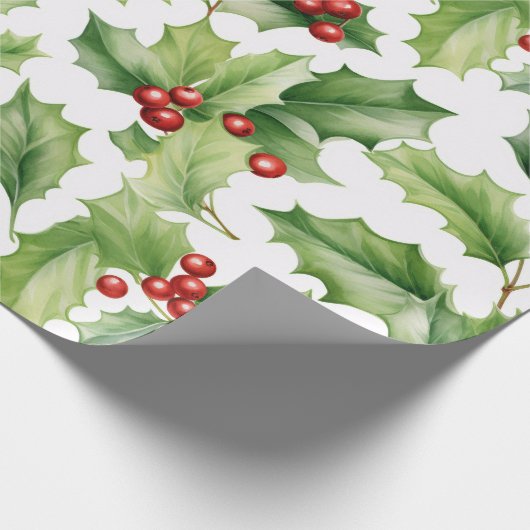 Christmas Holly Verlasse Geschenkpapier (Ecke)