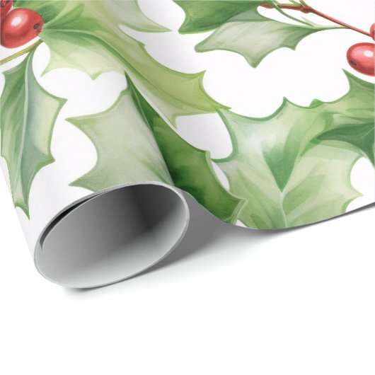 Christmas Holly Verlasse Geschenkpapier (Rolleneckpunkt)