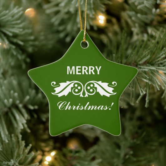 Christmas Holly Verlasse Keramikornament (Baum)