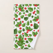 Christmas Holly Verlasst Monogram Badetuch Set (Handtuch)