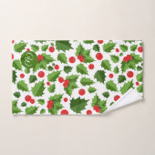 Christmas Holly Verlasst Monogram Badetuch Set (Handtuch)