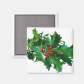 Christmas Holly Vintag Magnet (Vorderseite/Rückseite)