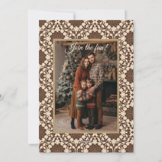 Christmas Holly, Vintage Cream & Brown Feiertagskarte