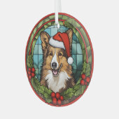 Christmas Holly Weihnachtsmannmütze Shetland Sheep Ornament Aus Glas (Vorderseite links)