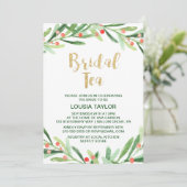 Christmas Holly Wreath Bridal Tea Einladung (Stehend Vorderseite)