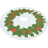 Christmas Holly Wreath Brushed Polyester Tree Ski Polyester Weihnachtsbaumdecke (Schrägansicht)