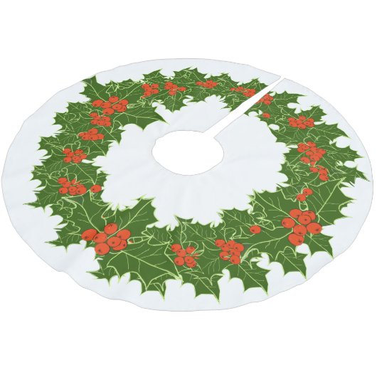 Christmas Holly Wreath Brushed Polyester Tree Ski Polyester Weihnachtsbaumdecke (Schrägansicht)