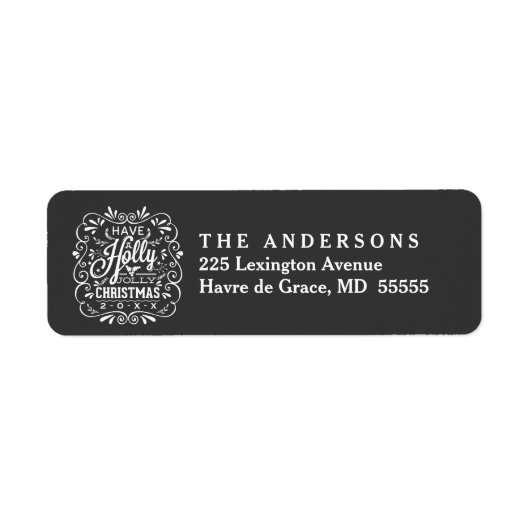 Christmas Holly Wreath Chalkboard Address Labels (Vorne)