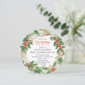 Christmas Holly Wreath Corporate Christmas Party Einladung (Stehend Vorderseite)
