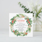 Christmas Holly Wreath Corporate Christmas Party Einladung (Stehend Vorderseite)