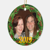 Christmas Holly Wreath Custom Foto Keramik Ornament (Links)