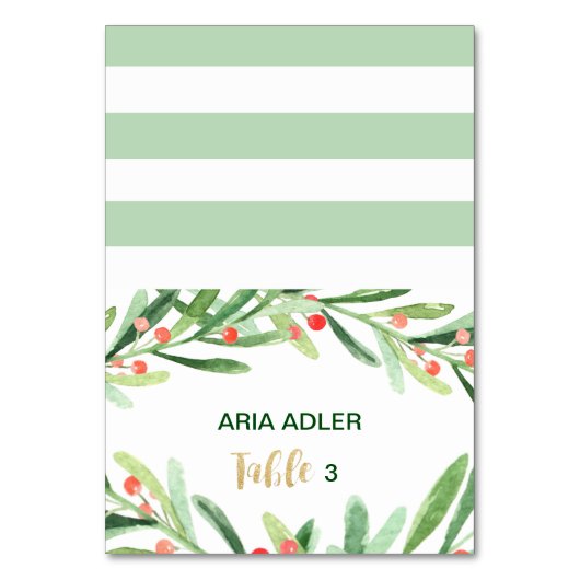 Christmas Holly Wreath Escort Platzkarten Tischnummer (Vorderseite)