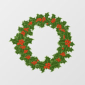 Christmas Holly Wreath Fensteraufkleber (Blatt)