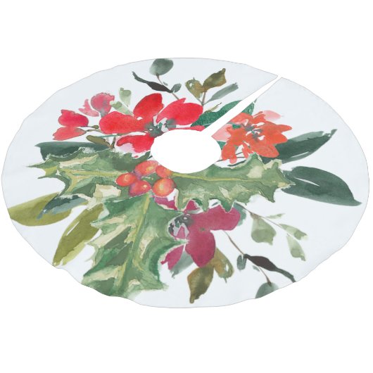 Christmas Holly Wreath Floral Polyester Weihnachtsbaumdecke (Schrägansicht)
