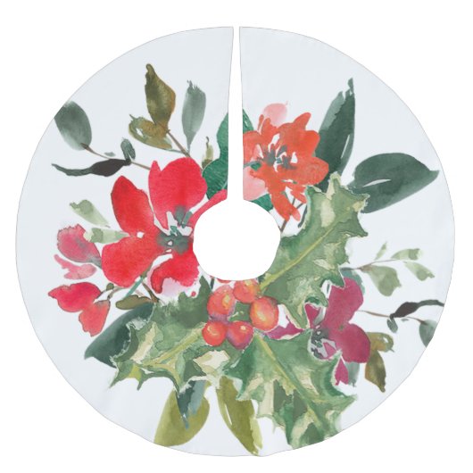 Christmas Holly Wreath Floral Polyester Weihnachtsbaumdecke (Vorderseite)