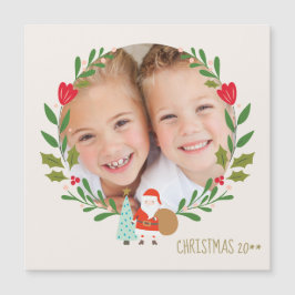 Christmas Holly Wreath Foto Magnetkarte