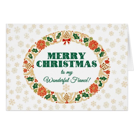 Christmas Holly Wreath, für Verlobte Snowflakes (Vorderseite (Horizontal))