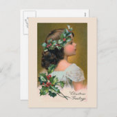 Christmas Holly Wreath Greeting Card Feiertagspostkarte (Vorne/Hinten)