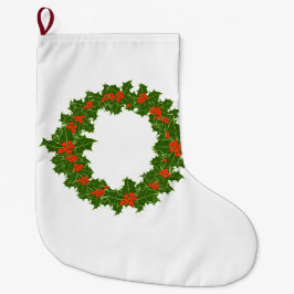 Christmas Holly Wreath Großer Weihnachtsstrumpf