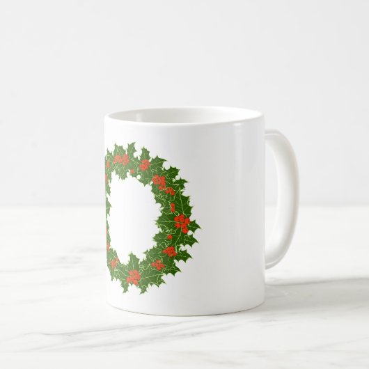 Christmas Holly Wreath Kaffeetasse (VorderseiteRechts)