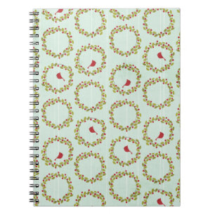 Christmas Holly Wreath Kardinal Notebook Notizblock