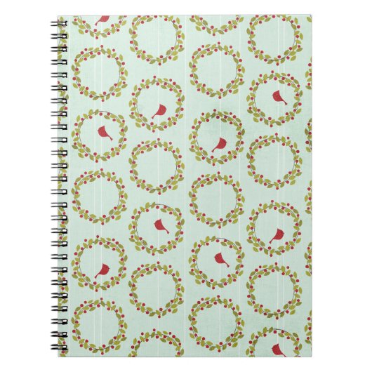 Christmas Holly Wreath Kardinal Notebook Notizblock (Vorderseite)