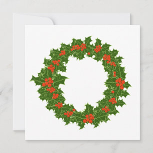 Christmas Holly Wreath Karte