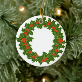 Christmas Holly Wreath Keramik Ornament