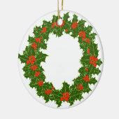 Christmas Holly Wreath Keramik Ornament (Links)