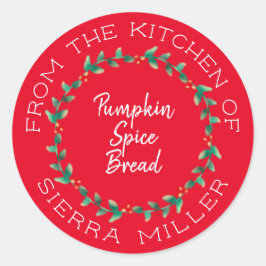 Christmas Holly Wreath Kitchen Leckereien Rotes La Runder Aufkleber