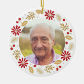 Christmas Holly Wreath Memorial Foto Keramik Ornament (Vorne)