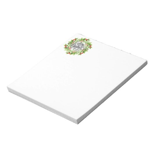 Christmas Holly Wreath Notepad Notizblock (Rotiert)