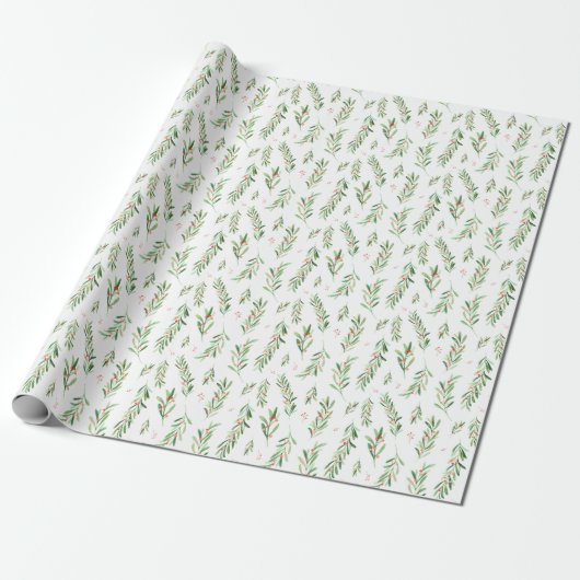 Christmas Holly Wreath Pattern Geschenkpapier (Ungerollt)