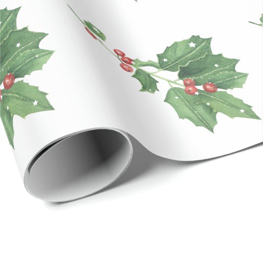 Christmas Holly Wreath Pattern Geschenkpapier (Rolleneckpunkt)