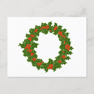 Christmas Holly Wreath Postkarte