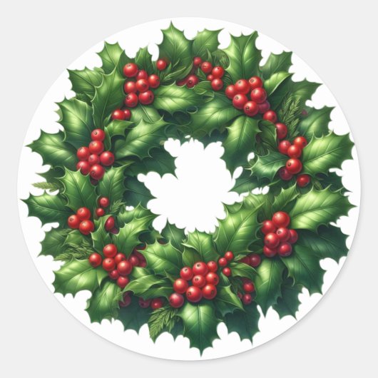 Christmas Holly Wreath Stickers (Vorderseite)