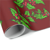 Christmas Holly Wreath Vector Art Geschenkpapier (Rolleneckpunkt)