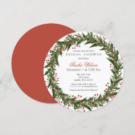 Christmas Holly Wreath Winter Brautparty Einladung