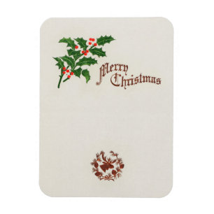 Christmas holy leaves holiday magnet