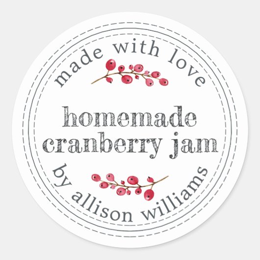 Christmas Homemade Cranberry Jam Runder Aufkleber (Vorderseite)