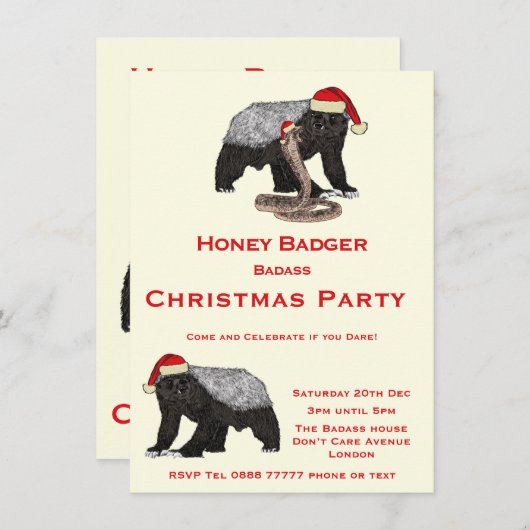 Christmas Honey Badger Funny Festive Badass Party (Vorne/Hinten)