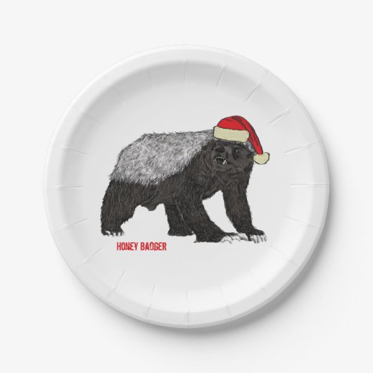 Christmas Honey Badger Pappteller (Vorderseite)