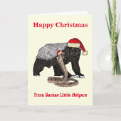 Christmas Honey Badger vs Snake Funny Santa Irony Karte (Vorderseite)