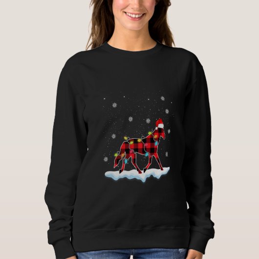 Christmas Horse Animals Santa Hat Xmas Lights Sweatshirt (Vorderseite)