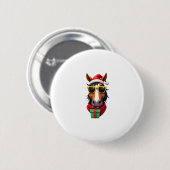 Christmas Horse Back Riding Santa Xmas Women Girls Button (Vorne & Hinten)