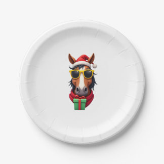 Christmas Horse Back Riding Santa Xmas Women Girls Pappteller